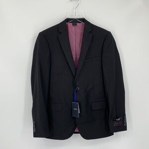 Zanetti Porto Suit jacket blazer black wool lined two button men new 38S SHORT